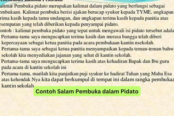 Contoh Salam Pembuka dalam Pidato