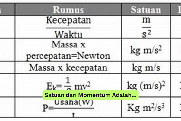 Satuan dari Momentum Adalah...