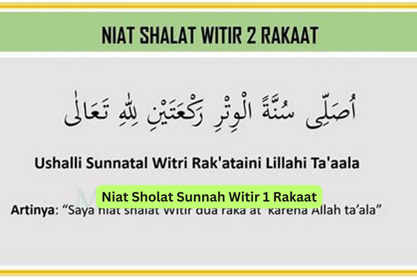 Niat Sholat Sunnah Witir 1 Rakaat